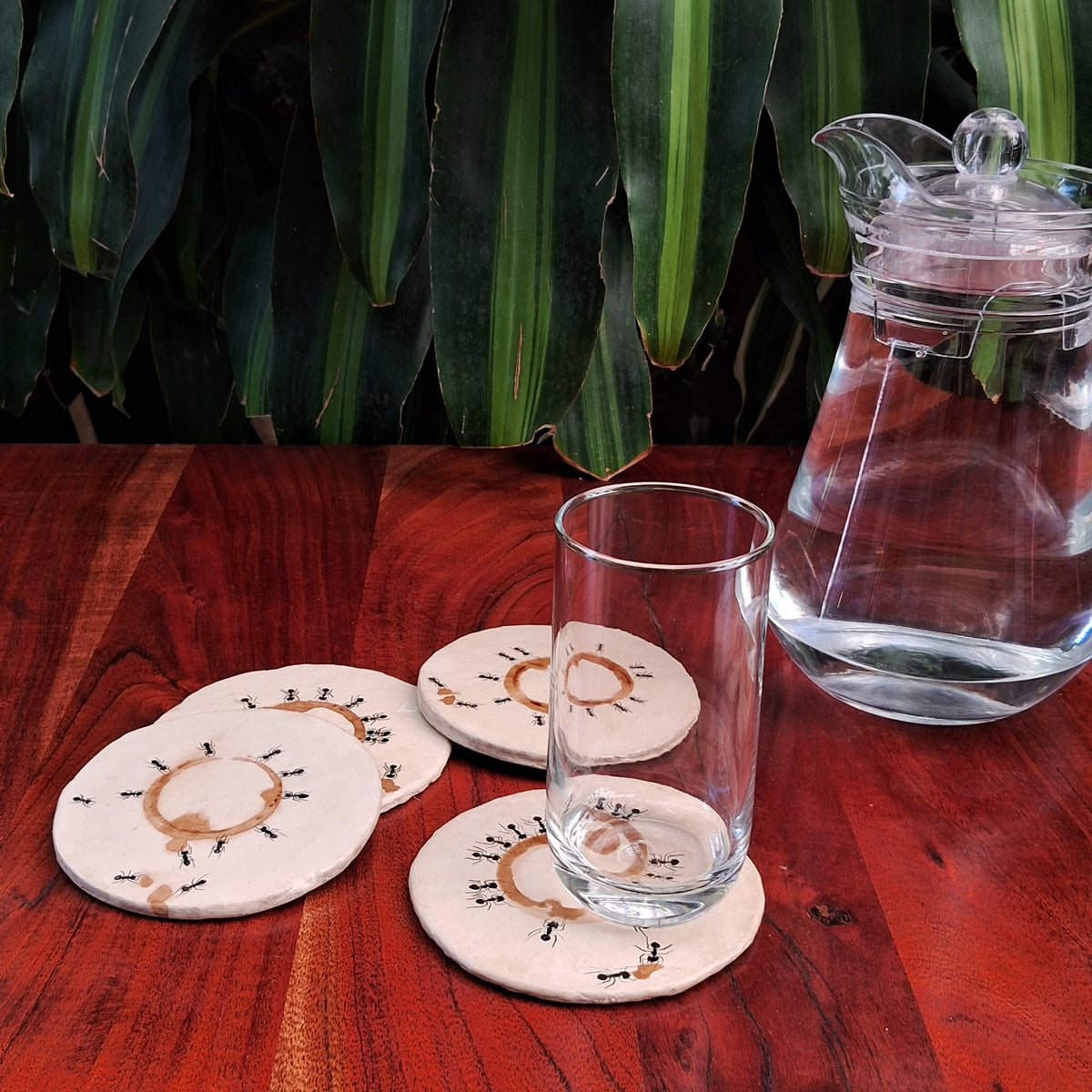 Papier-mache Coasters-Coffee stained Ants