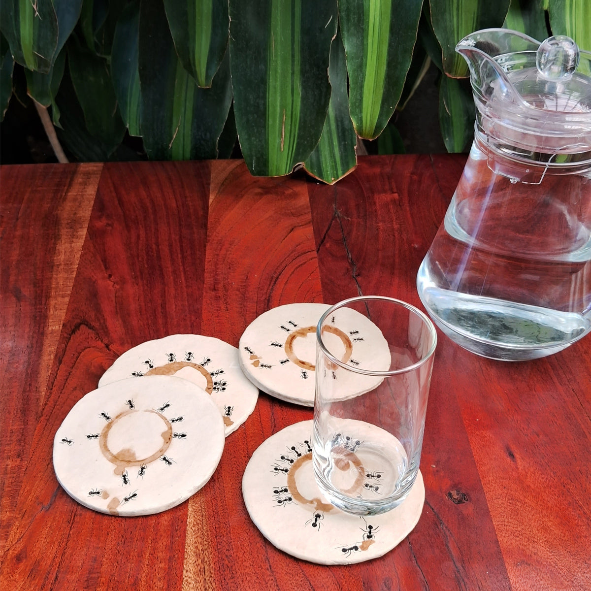 Papier-mache Coasters-Coffee stained Ants