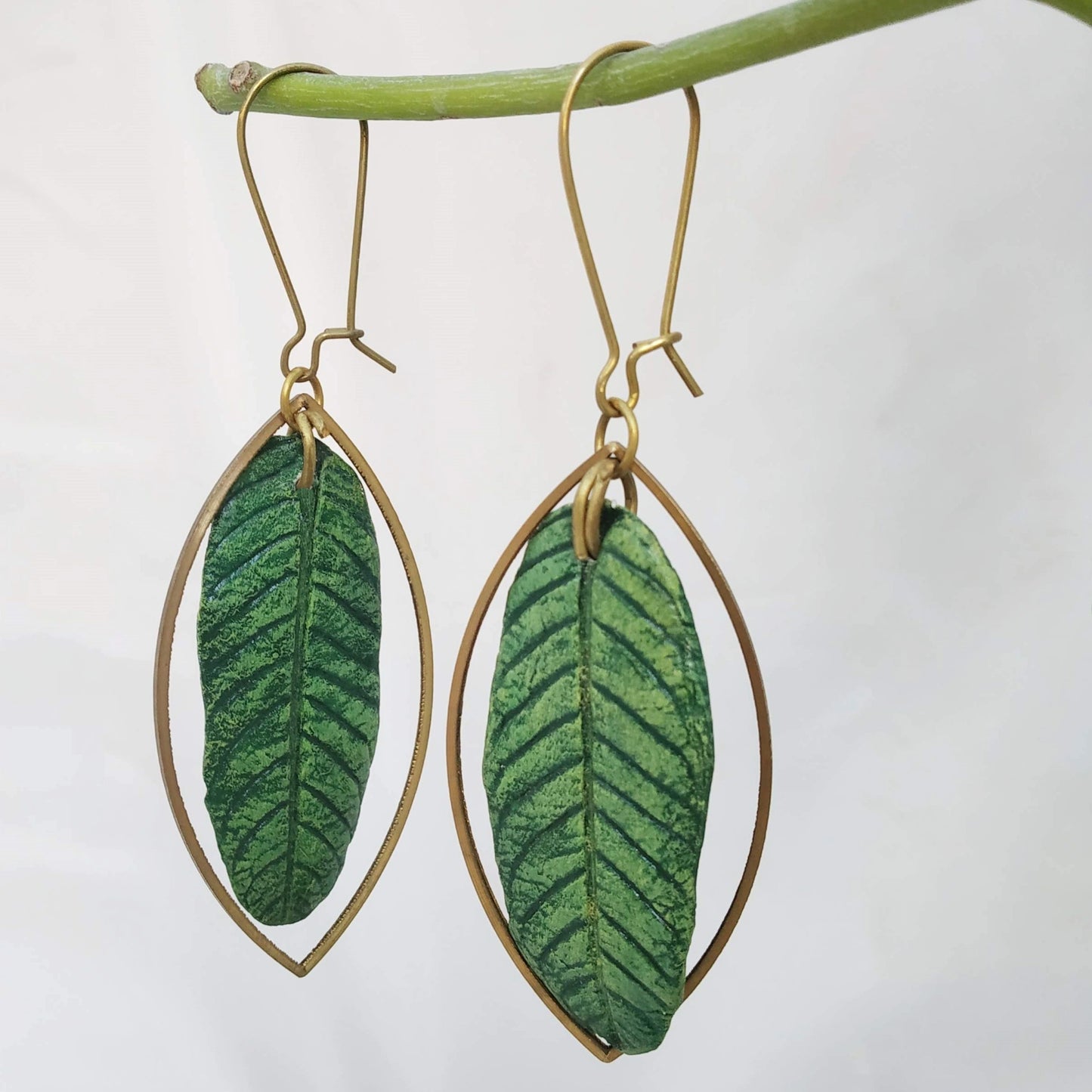 Papier-mache earring-Guava Leaf Danglers