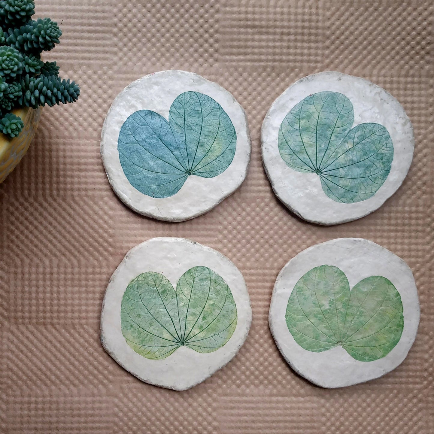 Papier-mache coasters-Kachnar leaf