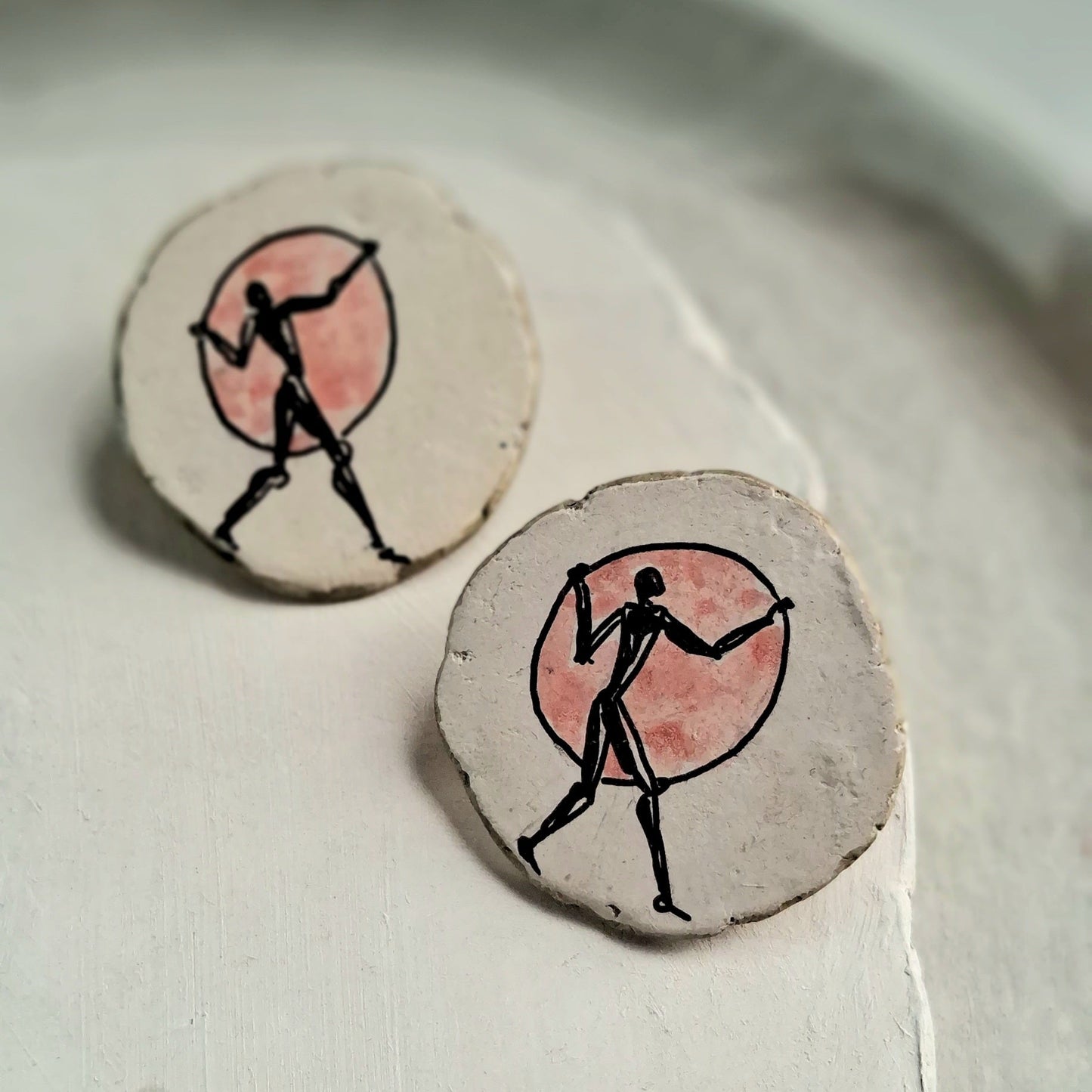 Hand-Painted Papier-Mâché Stud Earrings