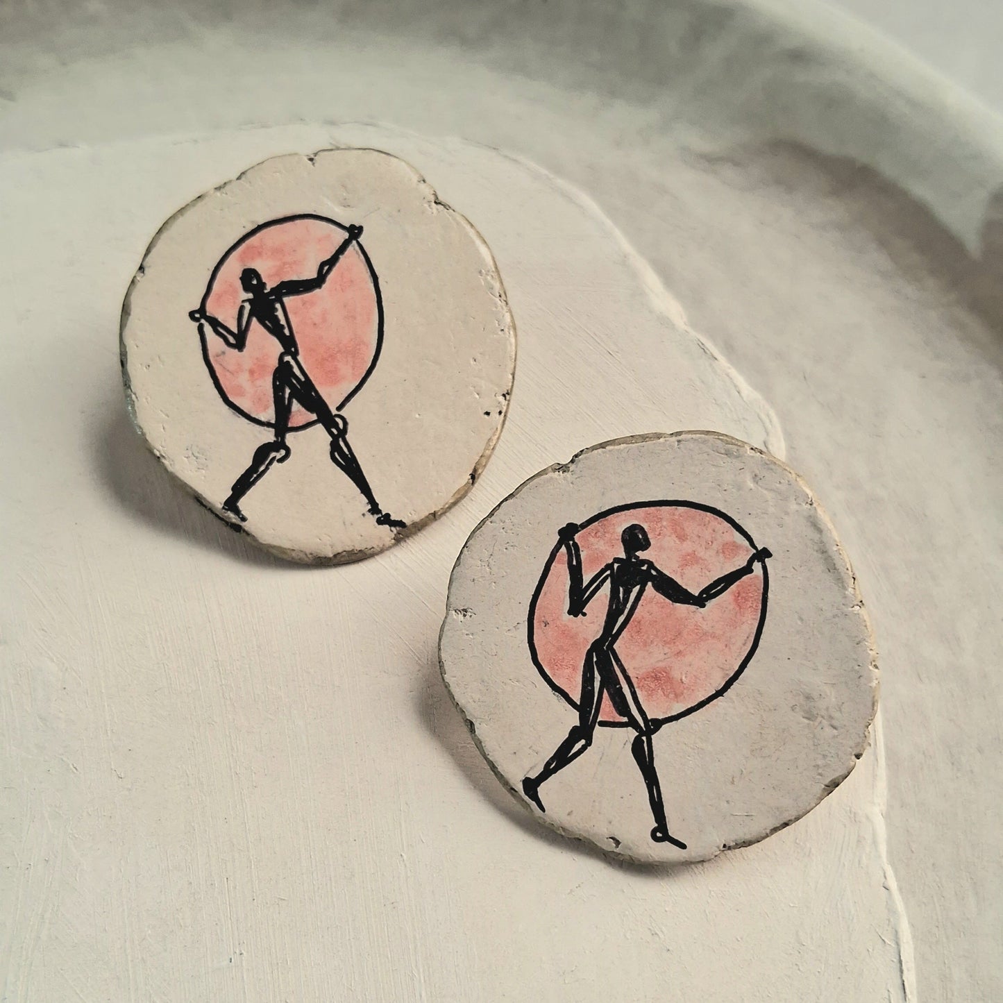 Hand-Painted Papier-Mâché Stud Earrings