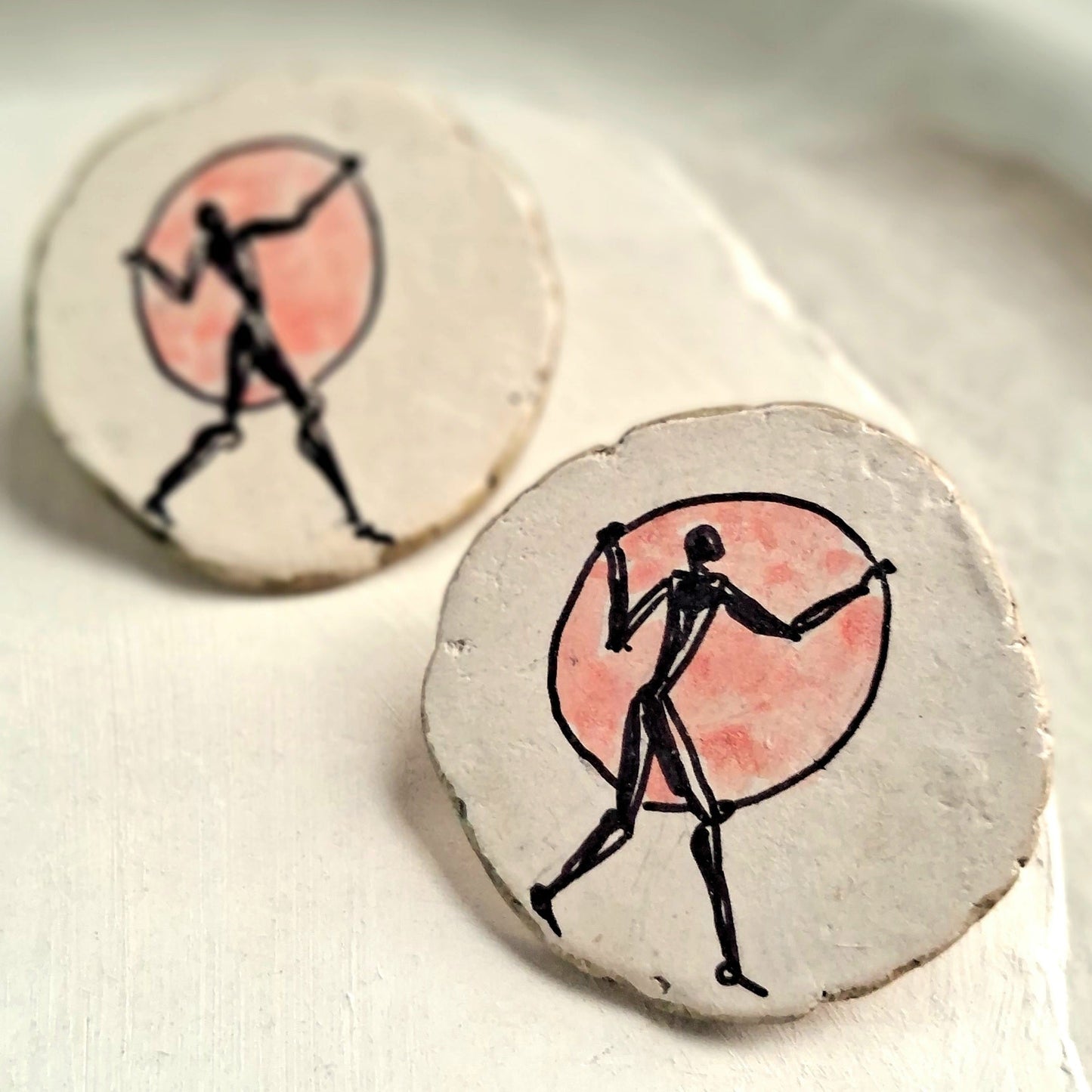Hand-Painted Papier-Mâché Stud Earrings