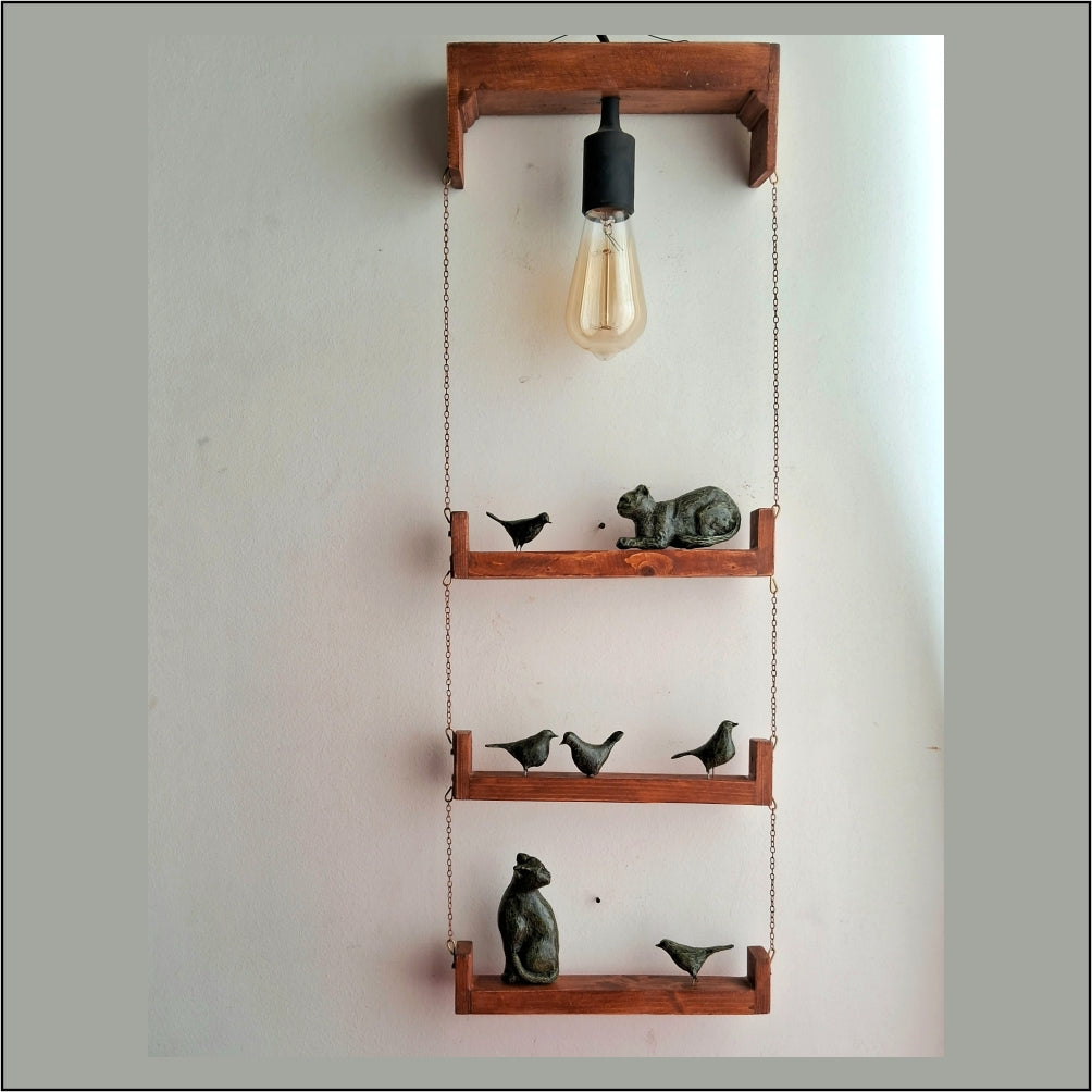 Papier-mache Wall Lamp-birds & cats