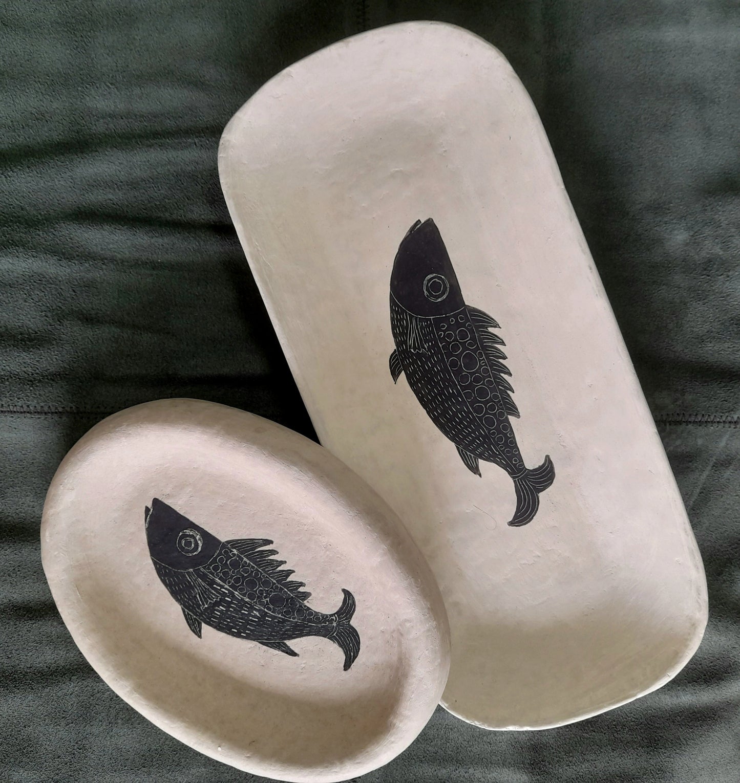 Handmade Papier-Mâché Platter – Fish Motif Collection