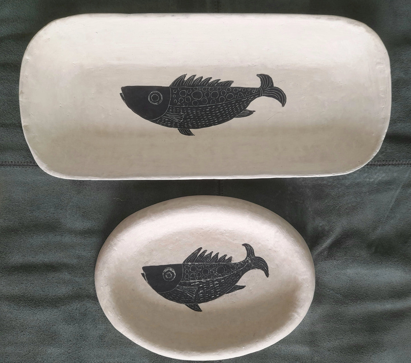 Handmade Papier-Mâché Platter – Fish Motif Collection
