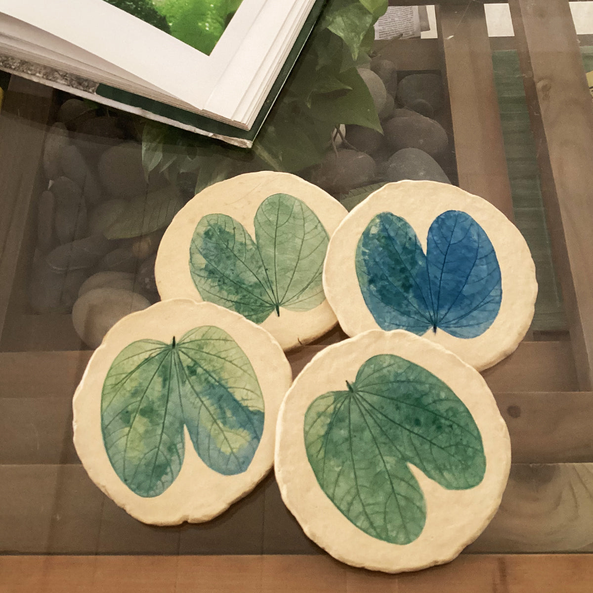 Papier-mache coasters-Kachnar leaf