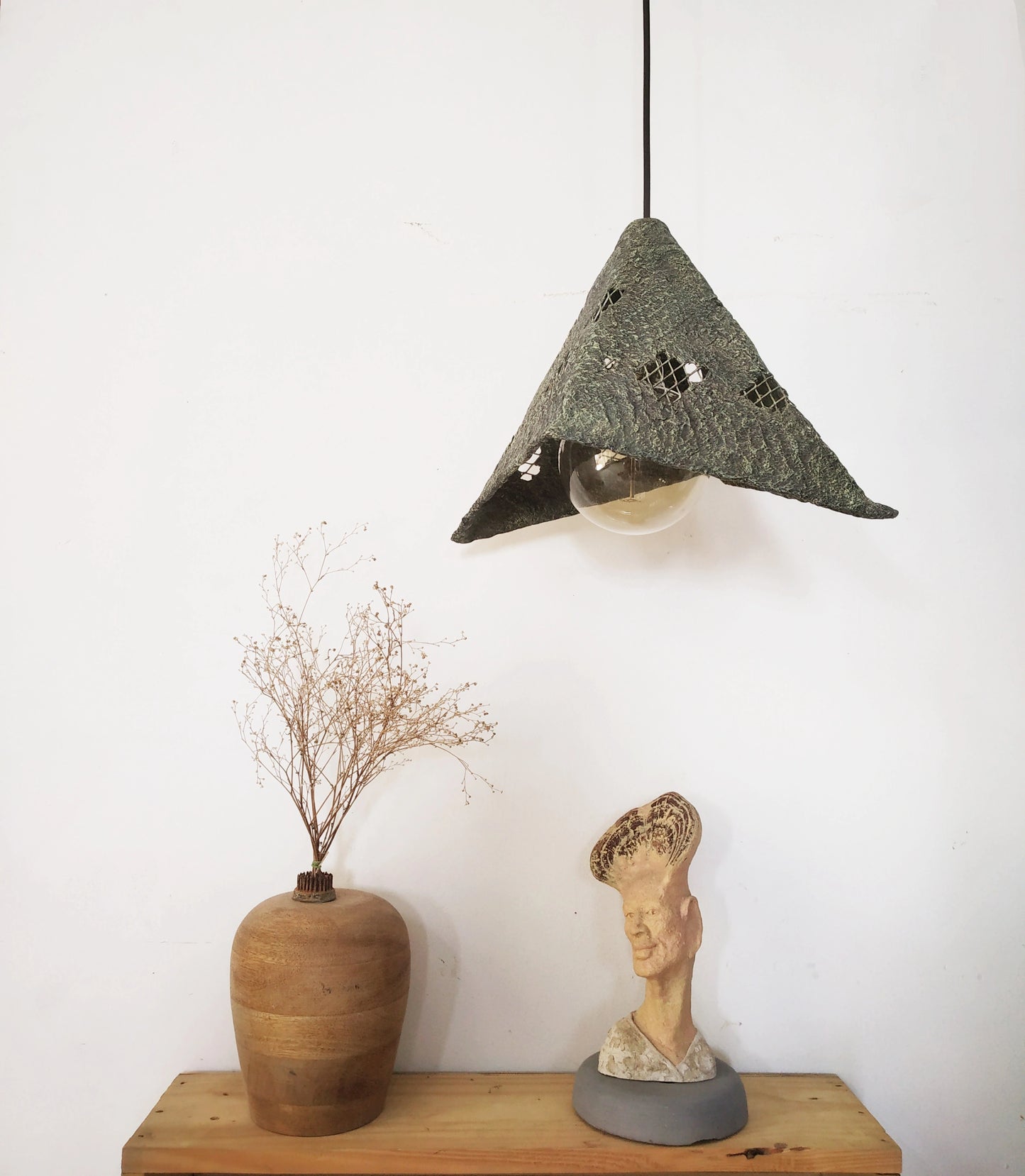 Mesh Pendant Lamp – Handmade Papier-Mâché Light