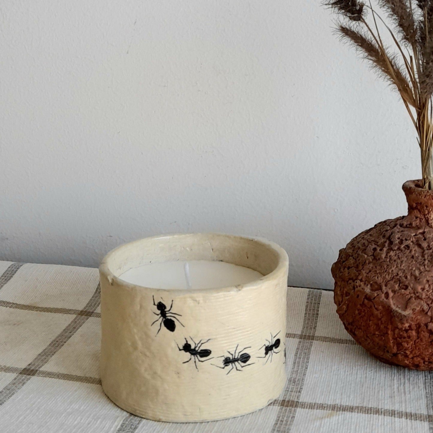 Papier-mache hand painted Candle-Ants