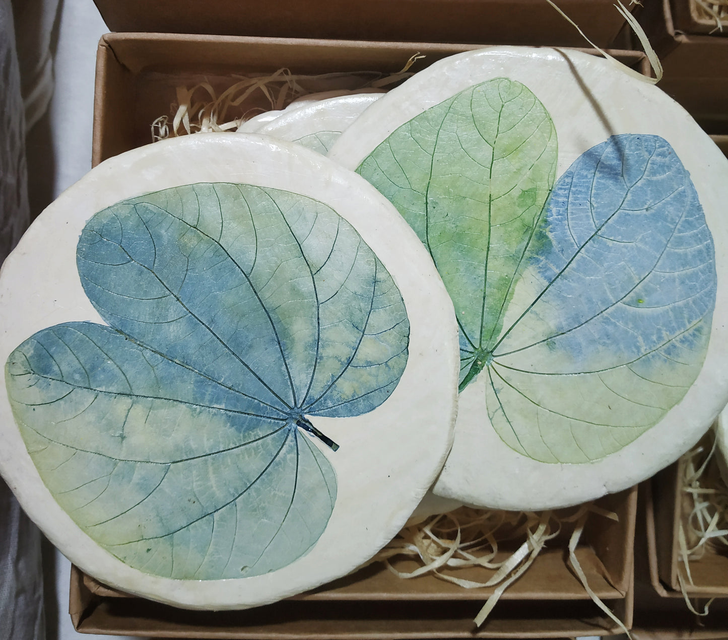 Papier-mache coasters-Kachnar leaf