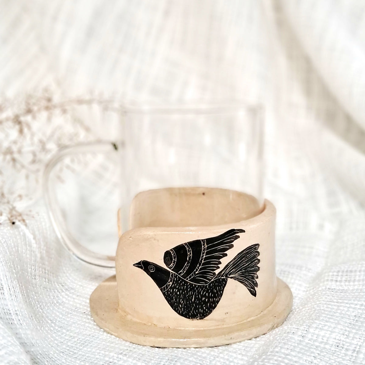 Papier-mache Mug holder set-Twin Bird