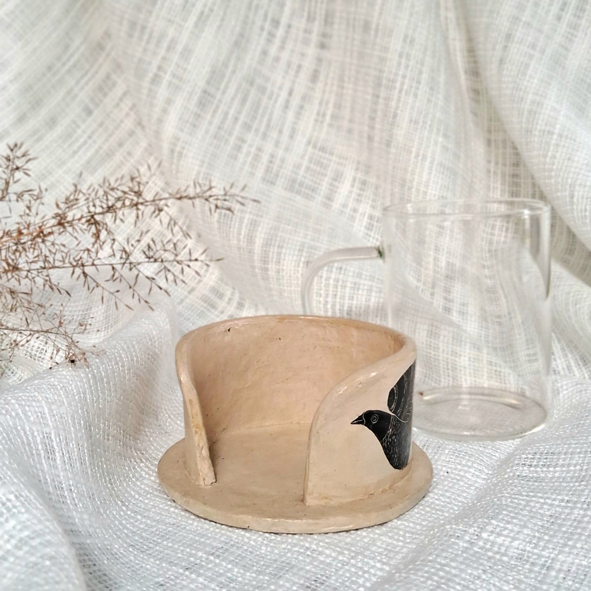 Papier-mache Mug holder set-Twin Bird