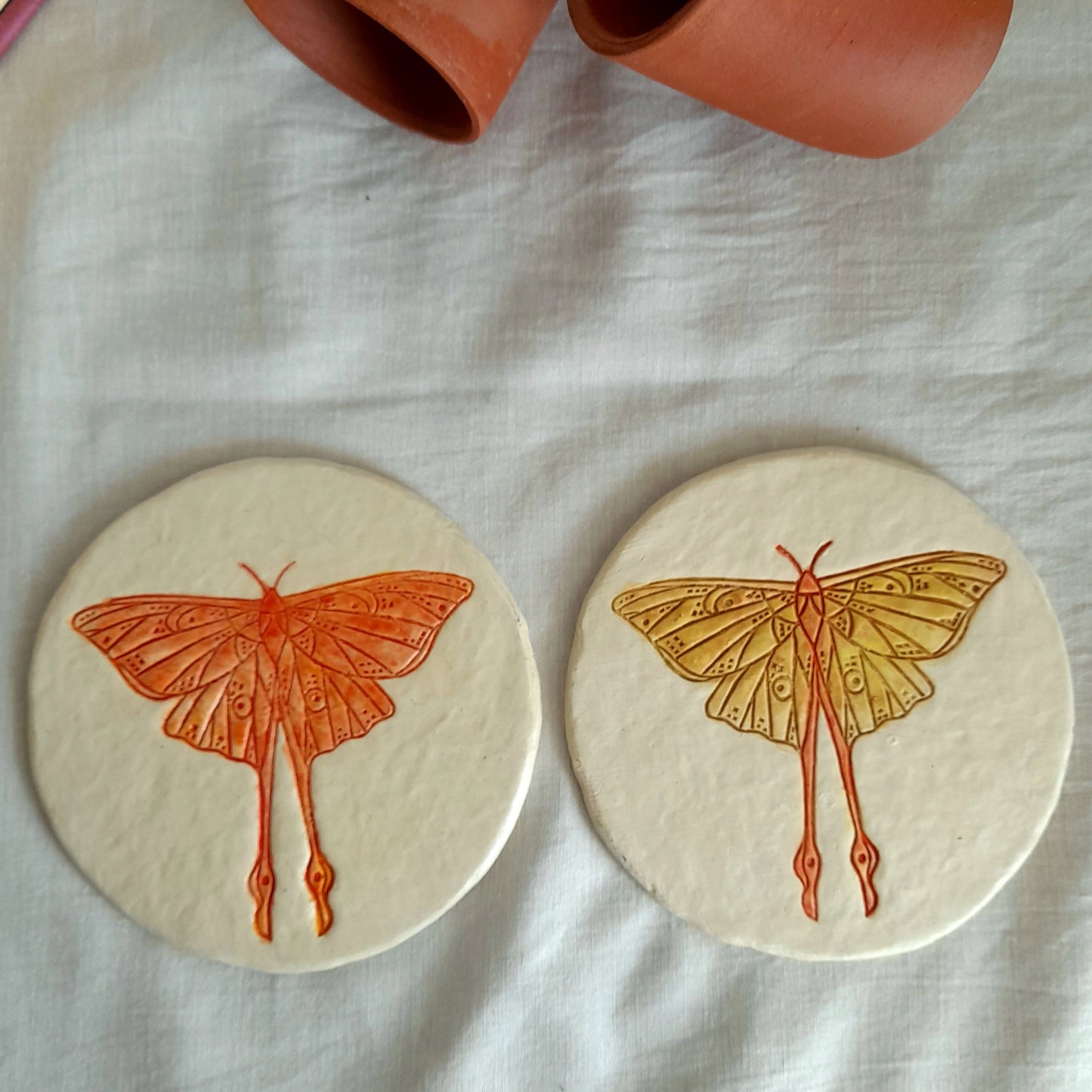 Papier-mache Coasters-Moth