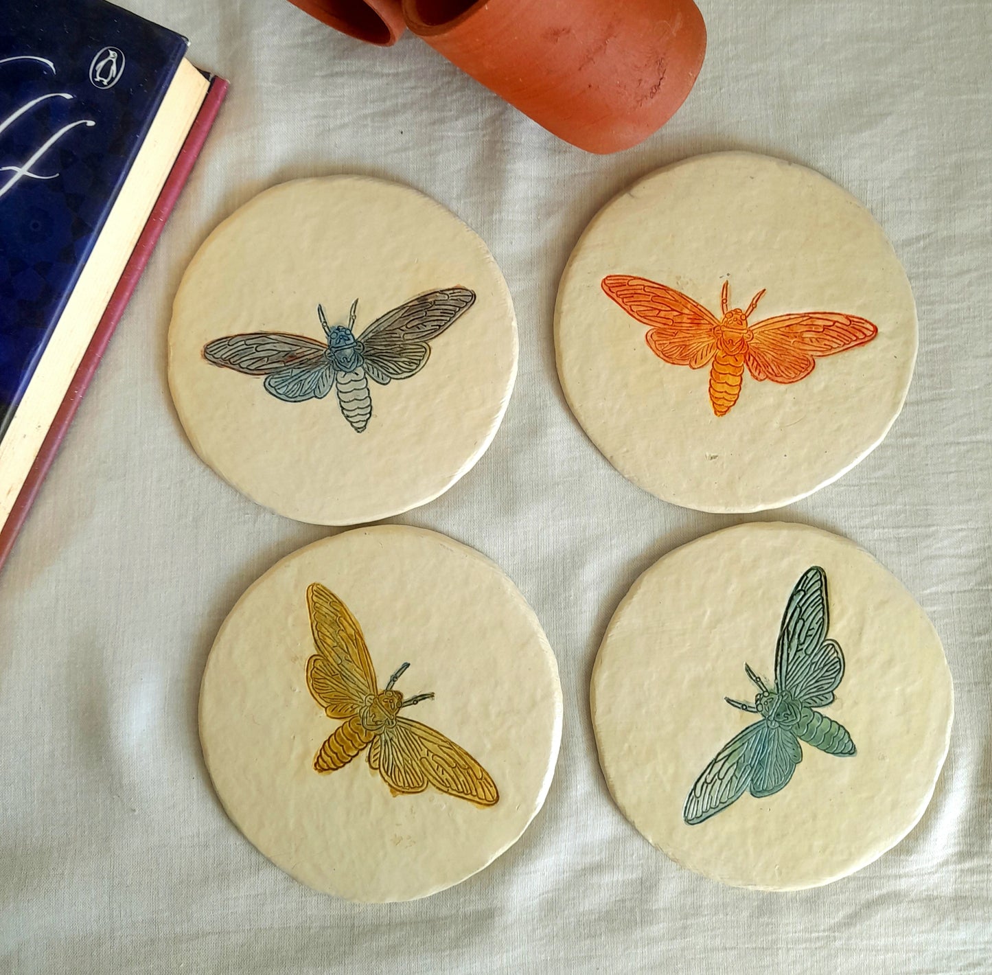 Papier-mache Coasters-Moth