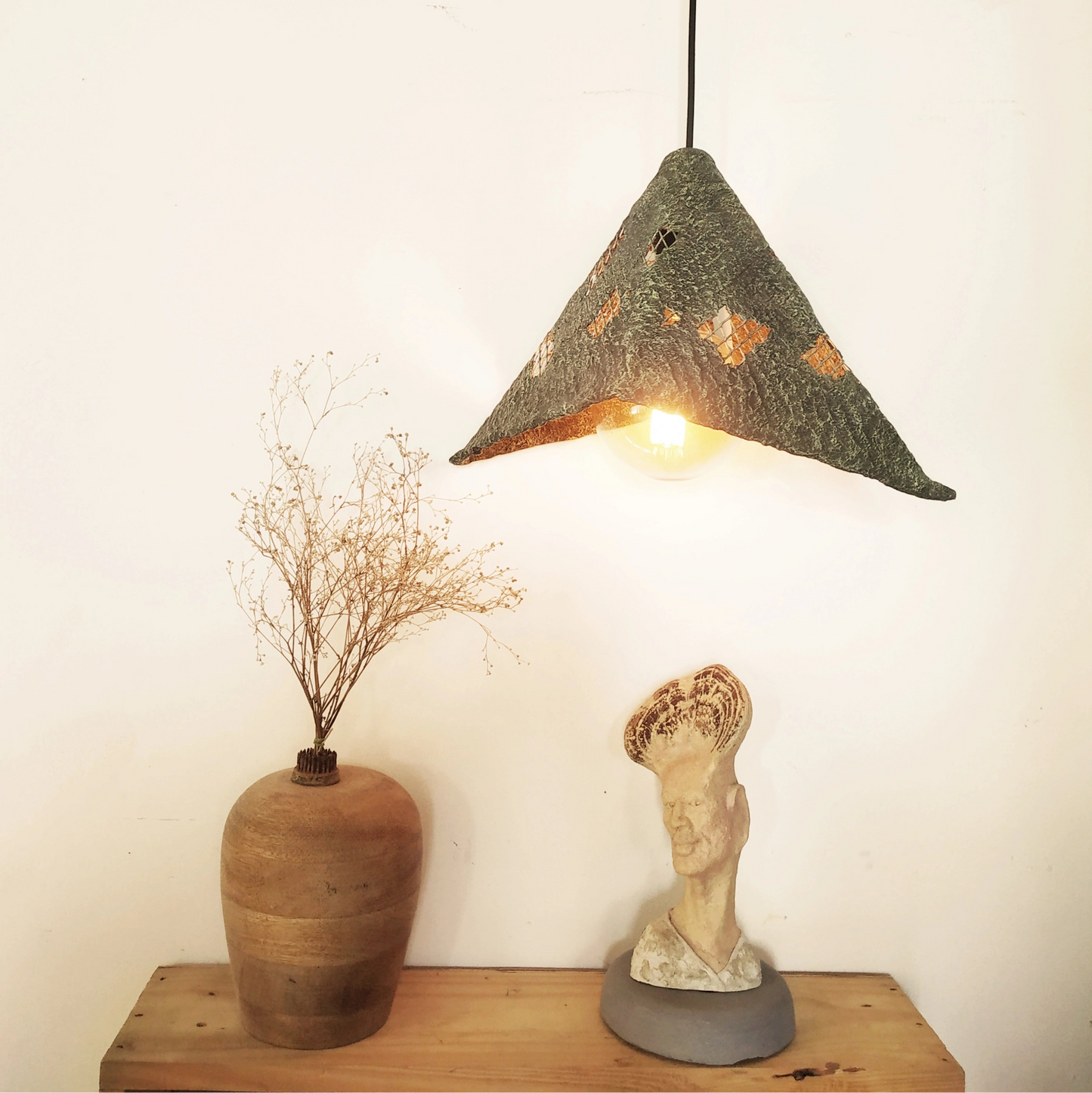 Mesh Pendant Lamp – Handmade Papier-Mâché Light