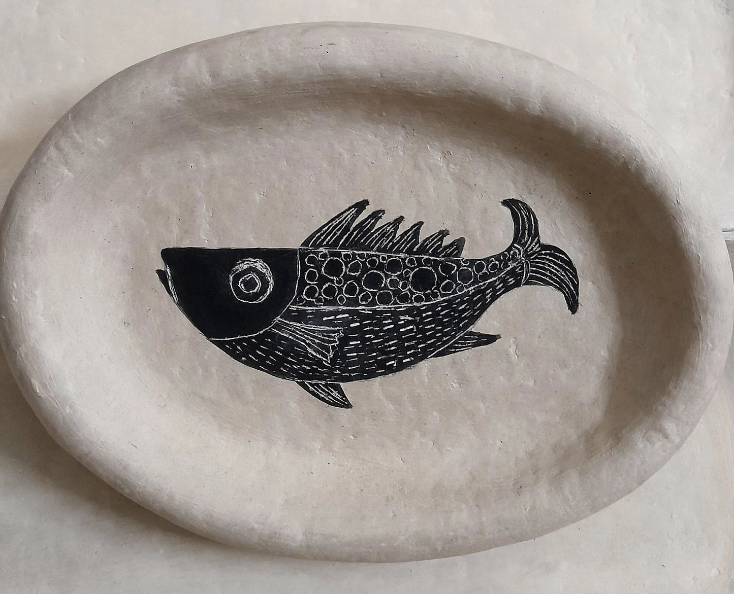 Handmade Papier-Mâché Platter – Fish Motif Collection