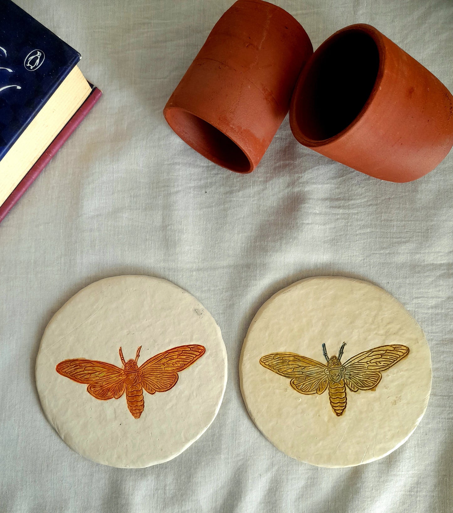 Papier-mache Coasters-Moth