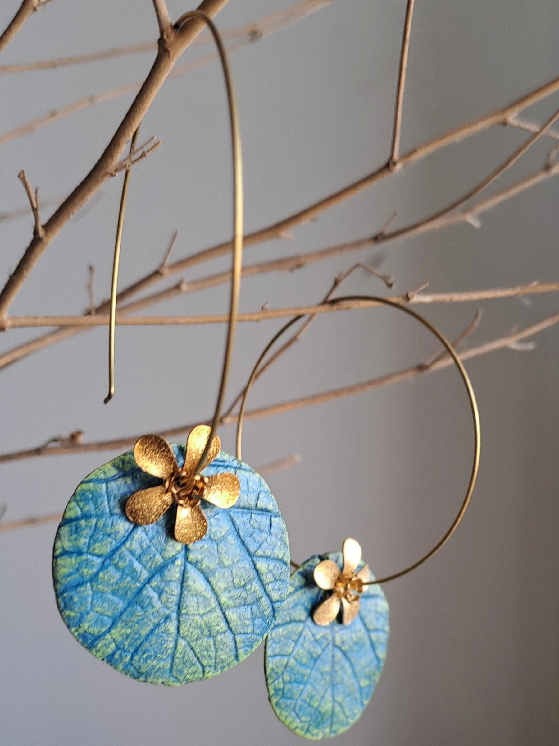 Papier-mache Earring-Blue Hoop