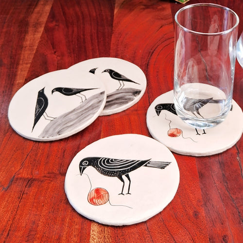 Hand-painted coasters-Couple Bird