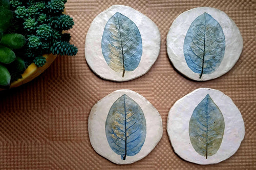 Amaltas Leaf Papier-Mâché Coasters – Set of 4