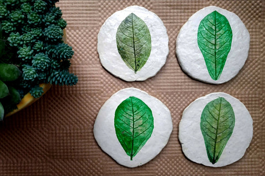 Set of 4 Leaf Coasters (Green)