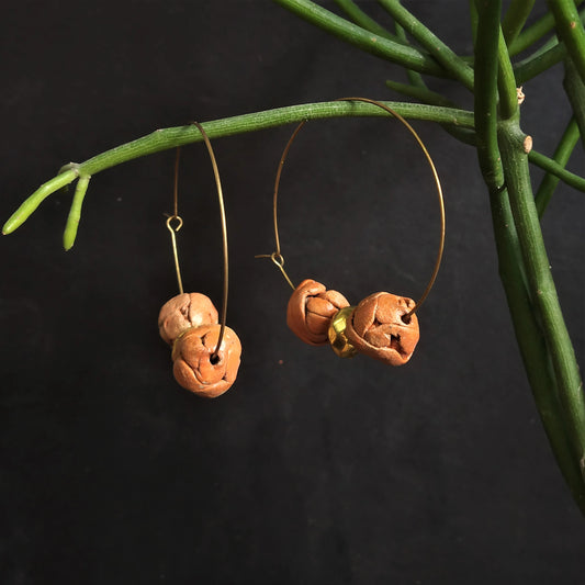 Paper-mache Orange Hoop Earrings