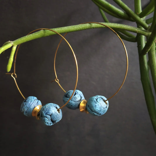 Papier-mâché Beads Hoop Earrings