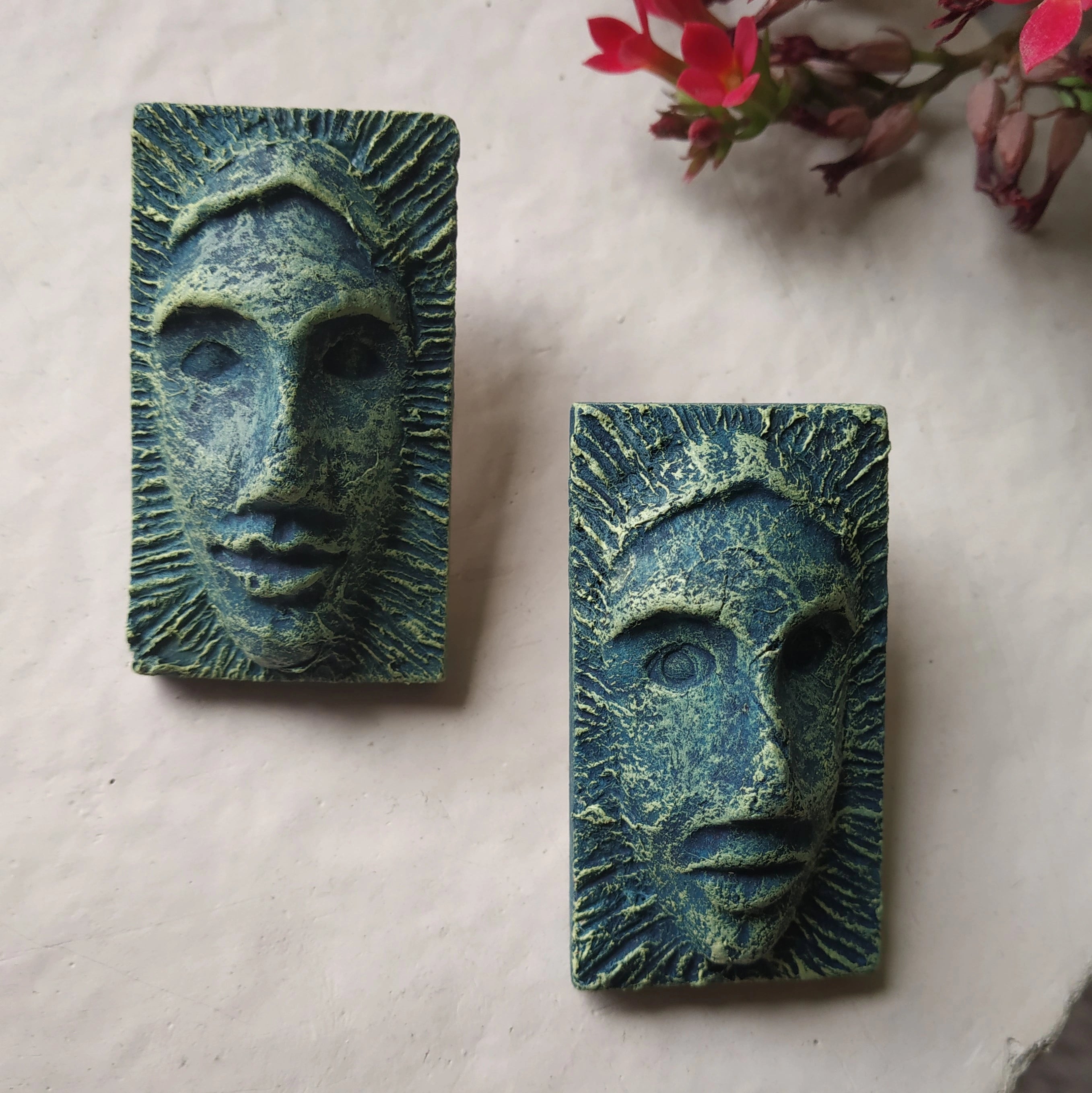 Papier-mâché Mask Studs-Blue