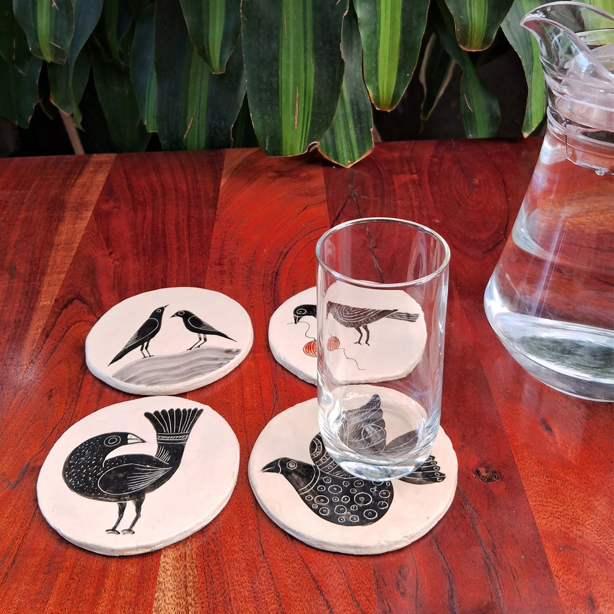 Hand-painted bird coasters