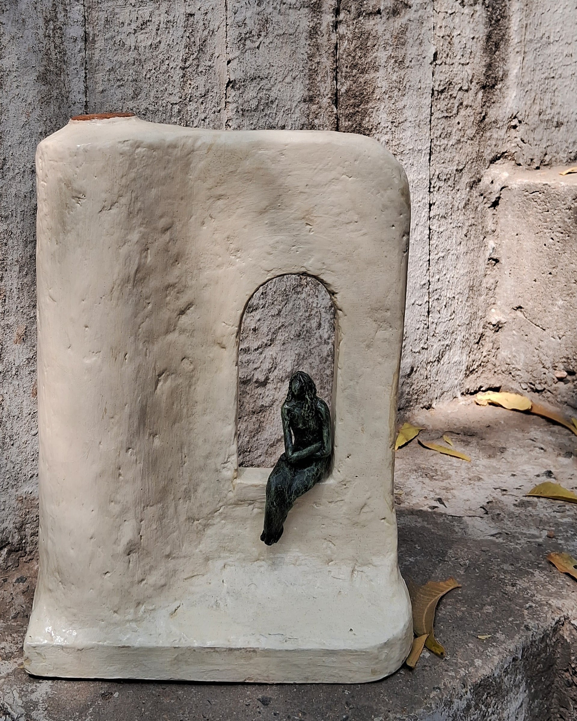 Sculptural Papier-mache Vase-Lady Figurine