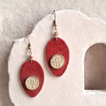 Paper-mache Earrings-Oval-Red