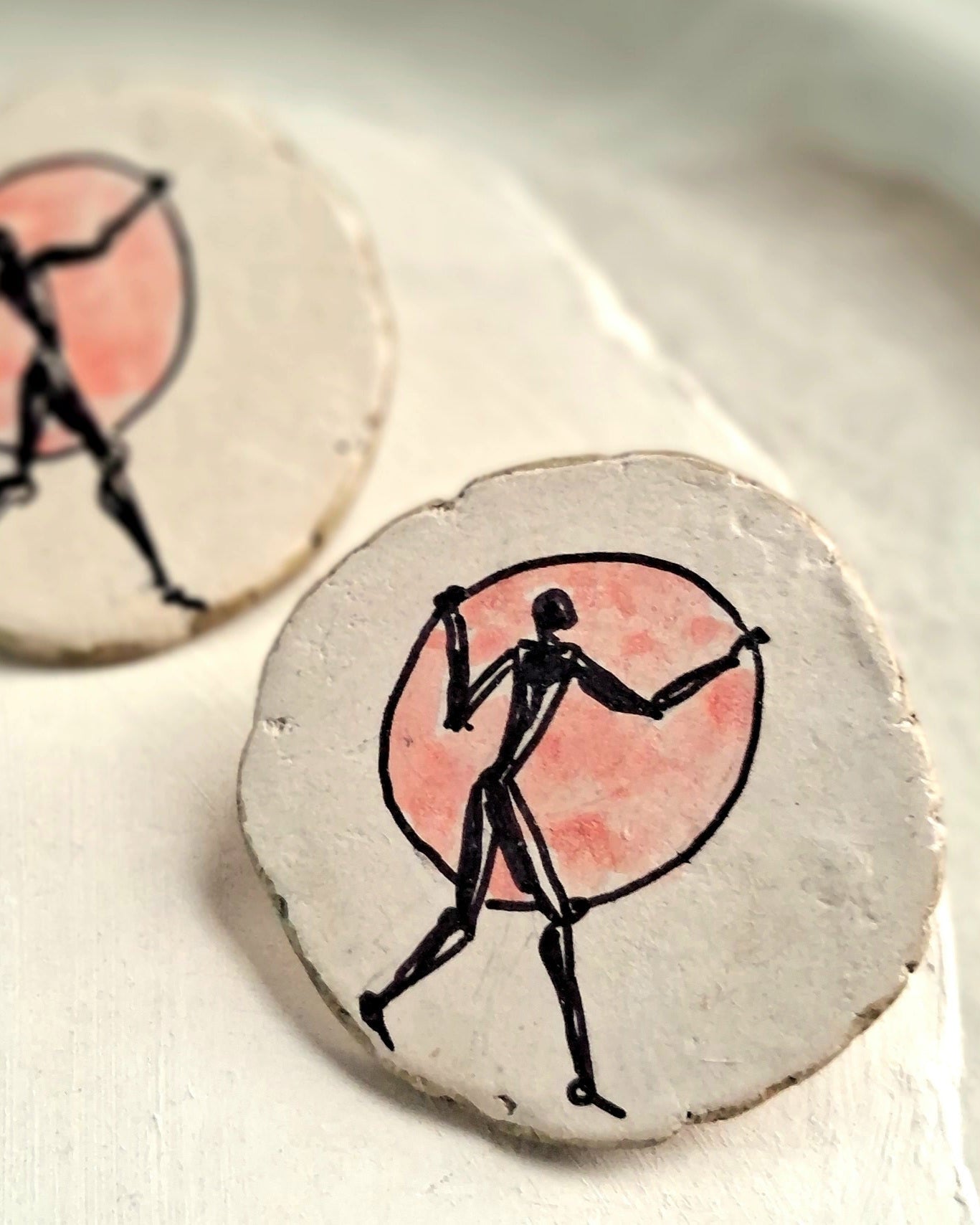 Hand-Painted Papier-Mâché Stud Earrings
