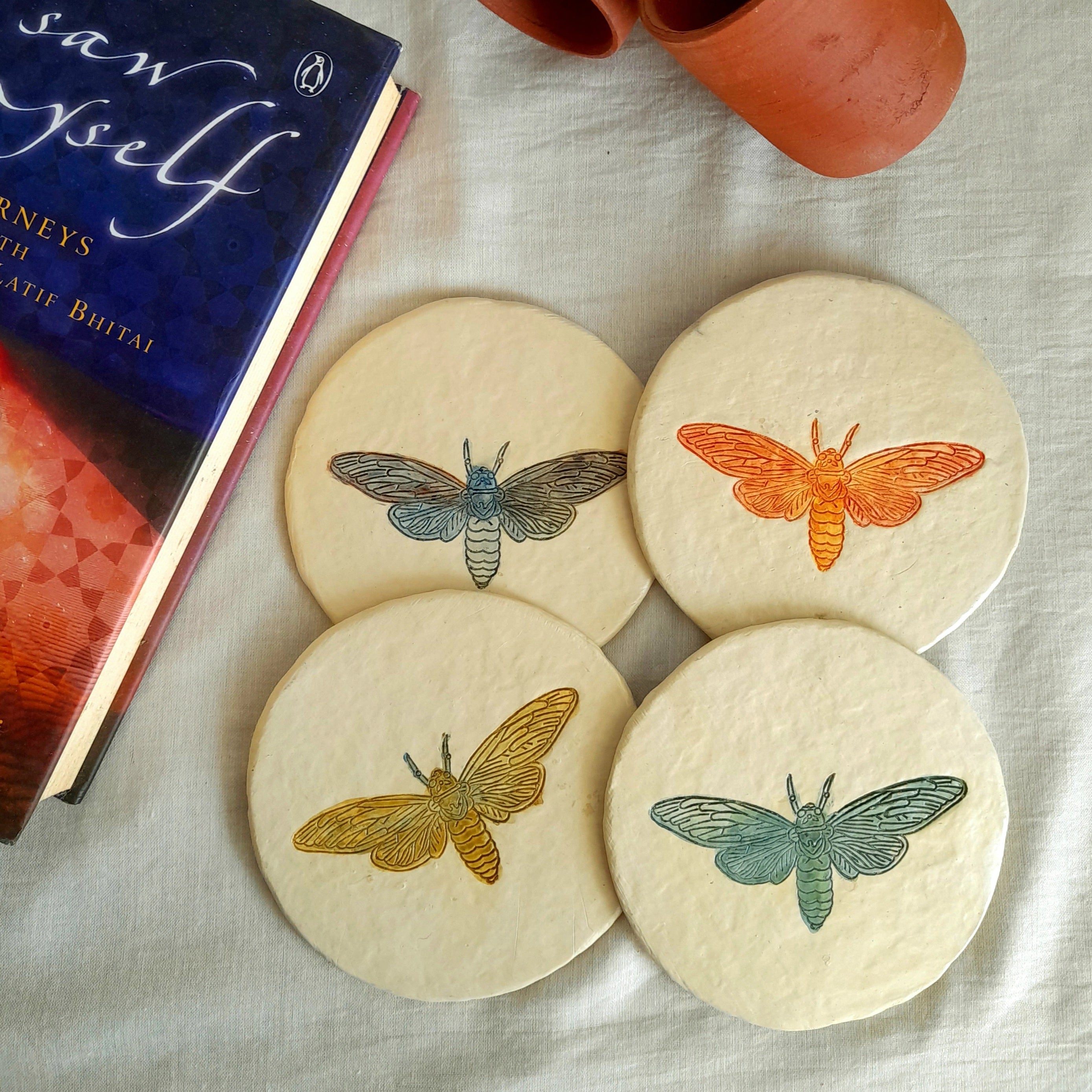 Papier-mache Coasters-Moth