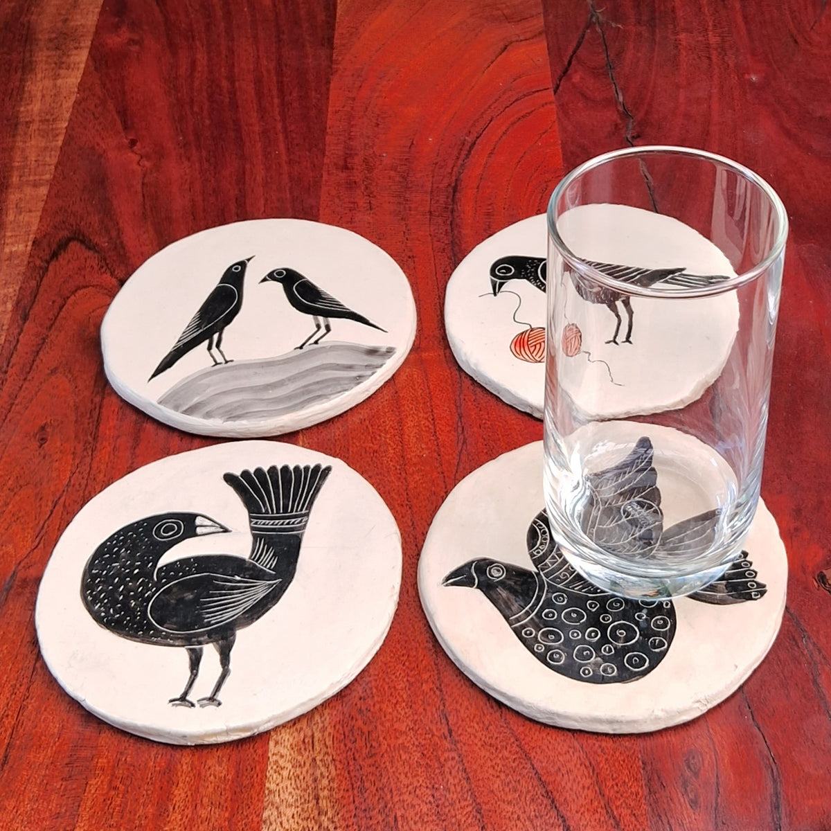 Hand-painted bird coasters