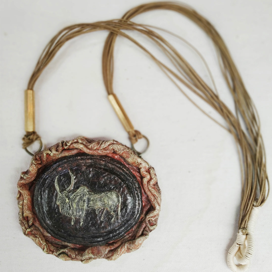 Papier-mache Pendant-Harappan bull-seal-Black