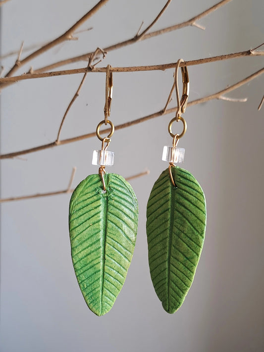 Crystal Guava Leaf Earring