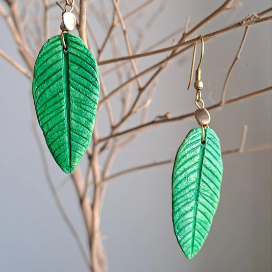 Guava Bright Green Leaf Earring