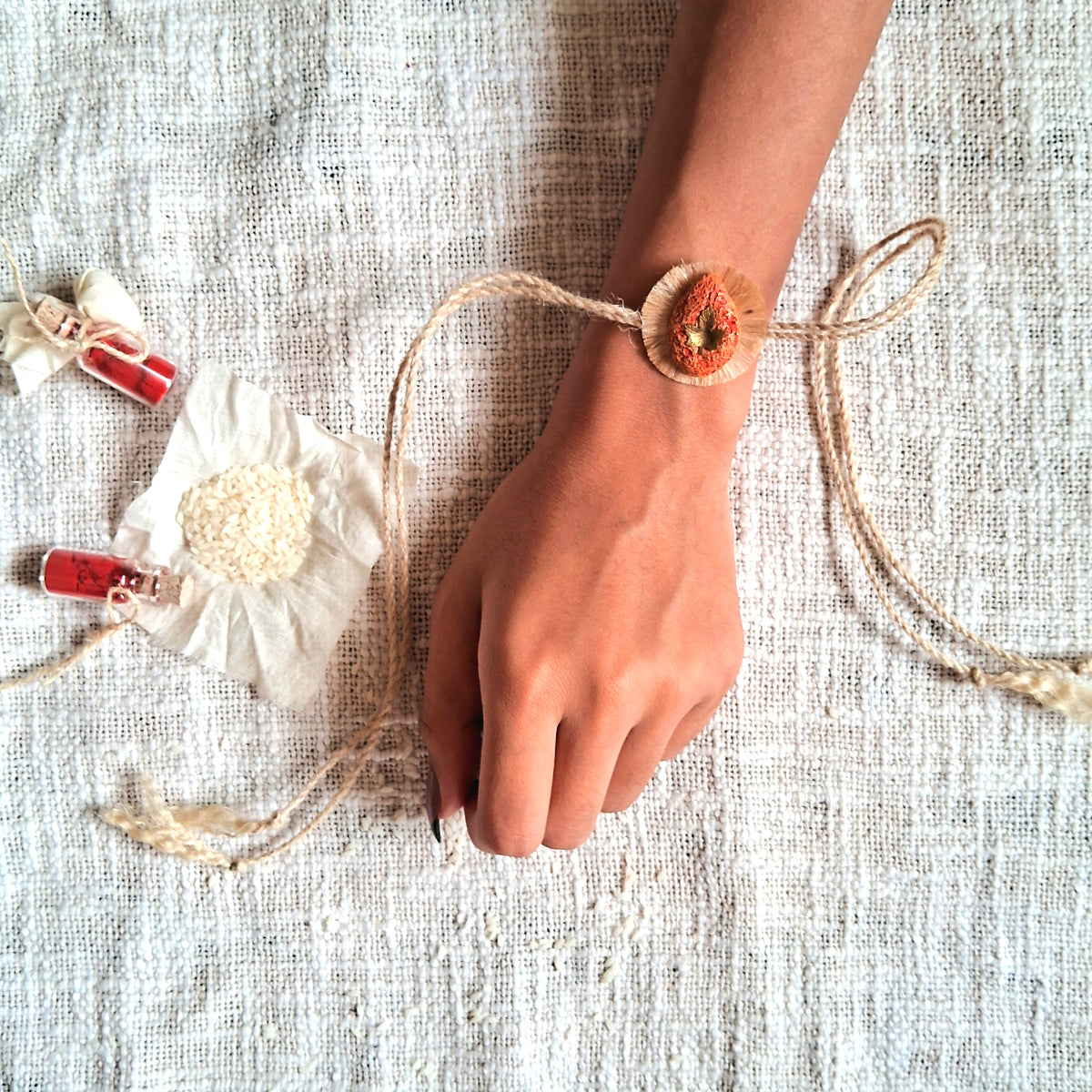 Handmade Papier-mache Rakhi-Maple-Leaf-Red