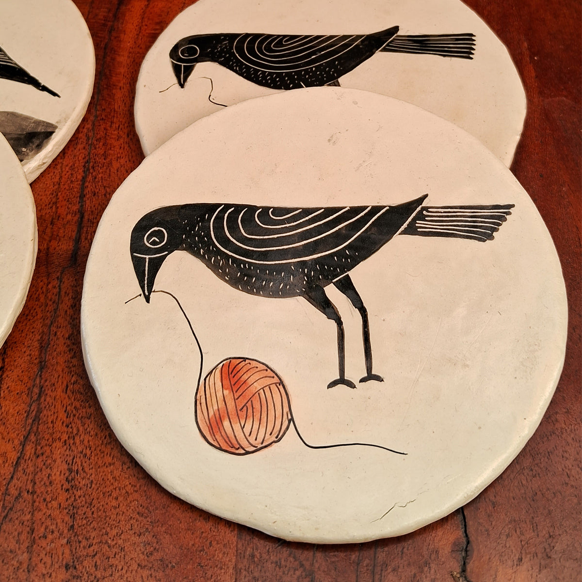 Hand-painted coasters-Couple Bird