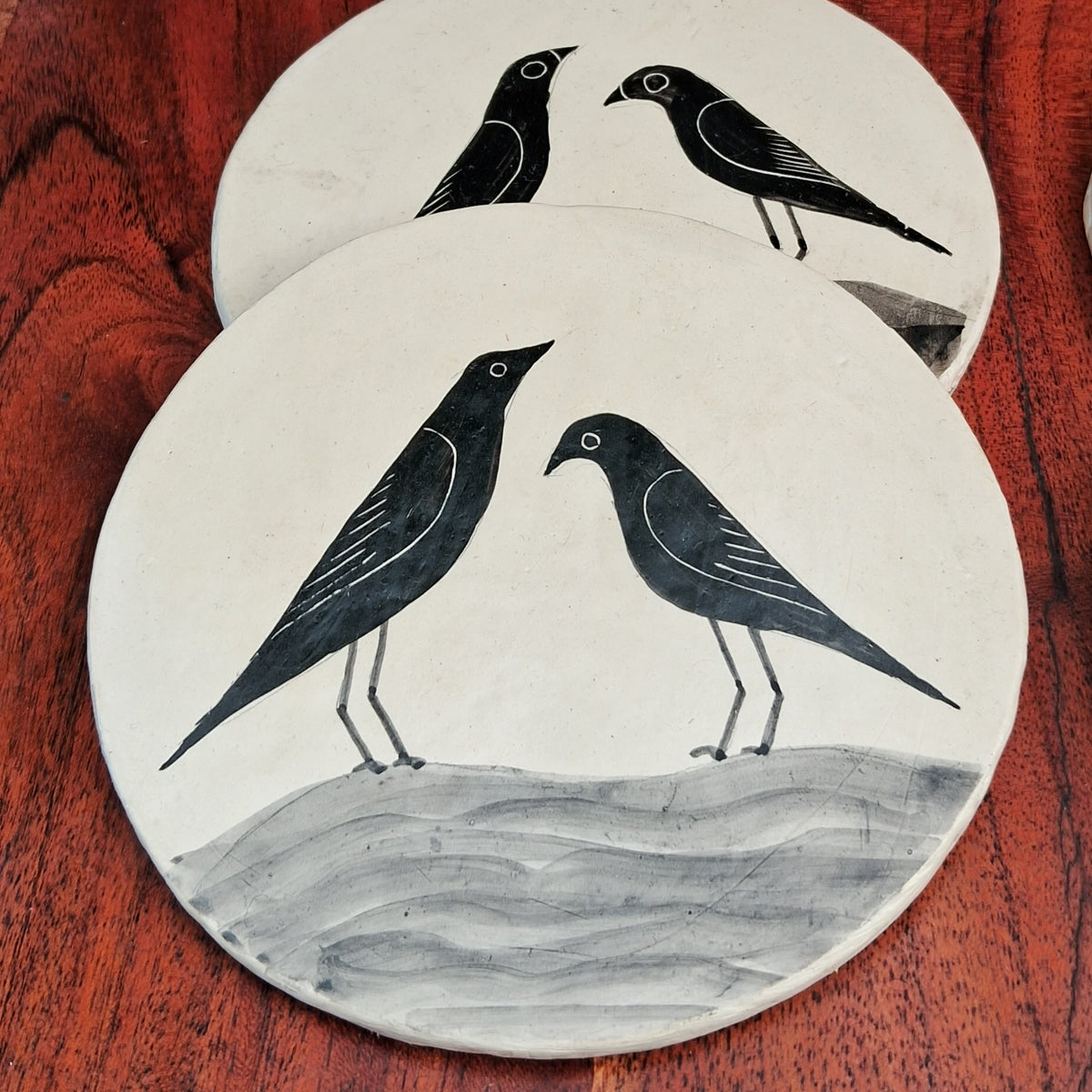 Hand-painted coasters-Couple Bird