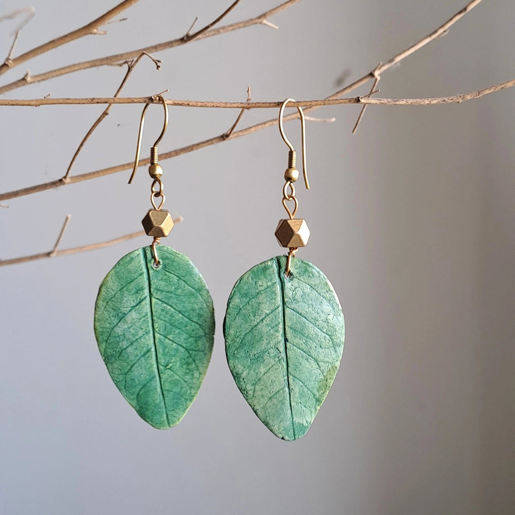 Rose Green Leaf Earring