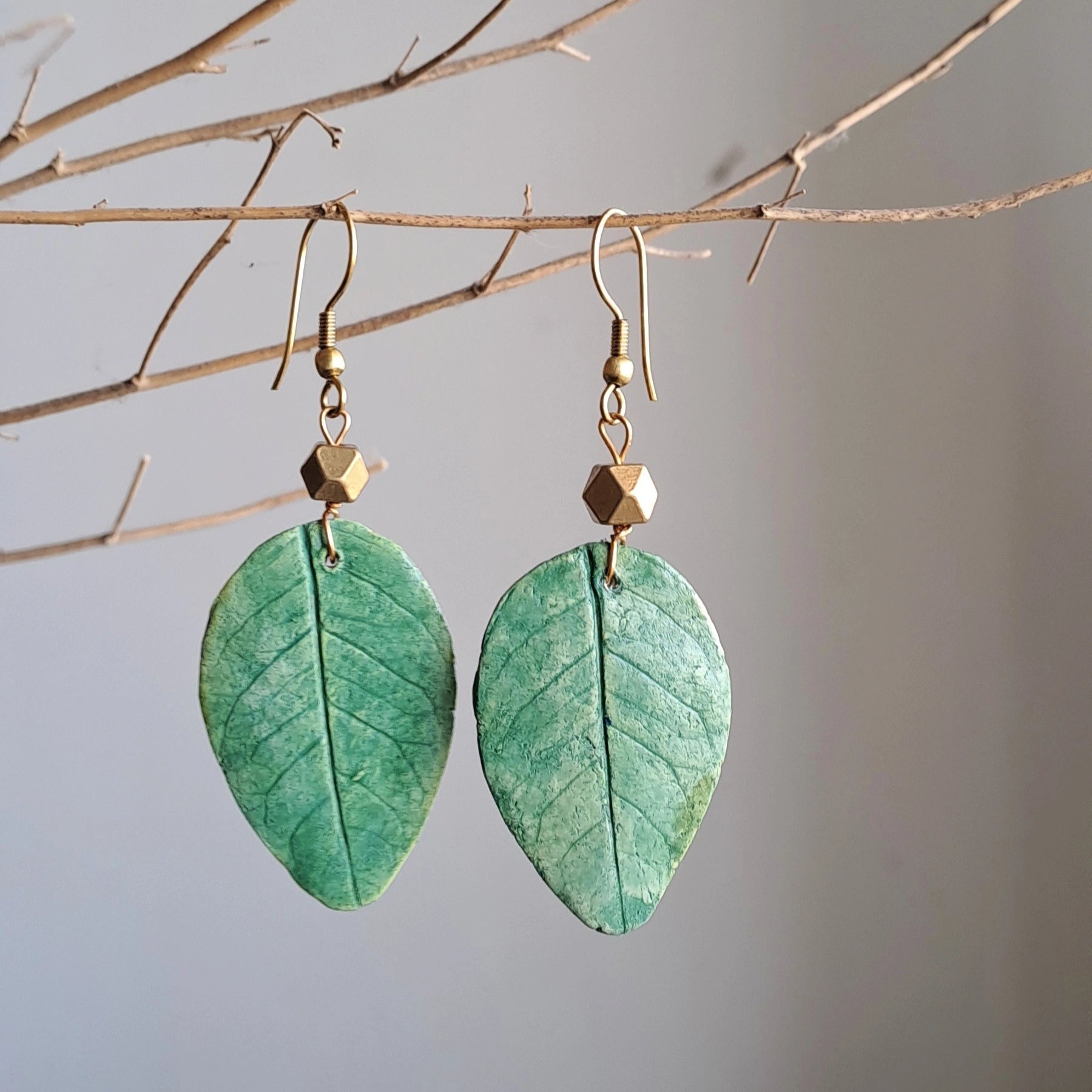 Rose Green Leaf Earring
