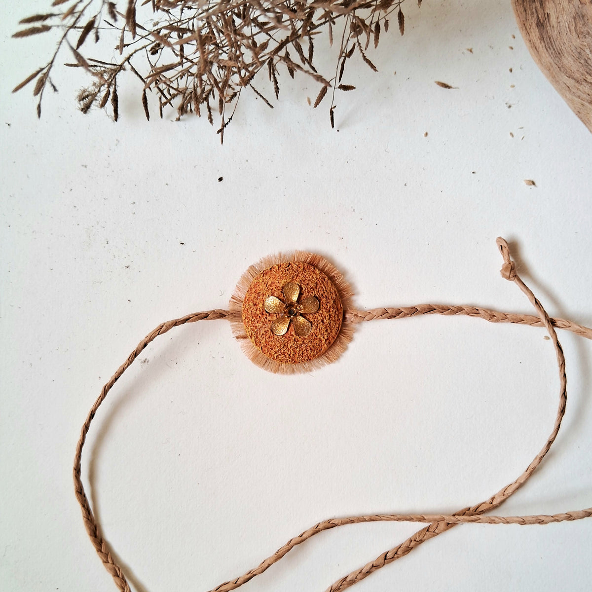 handmade Papier-mache Rakhi-Floral Rakhi-Red