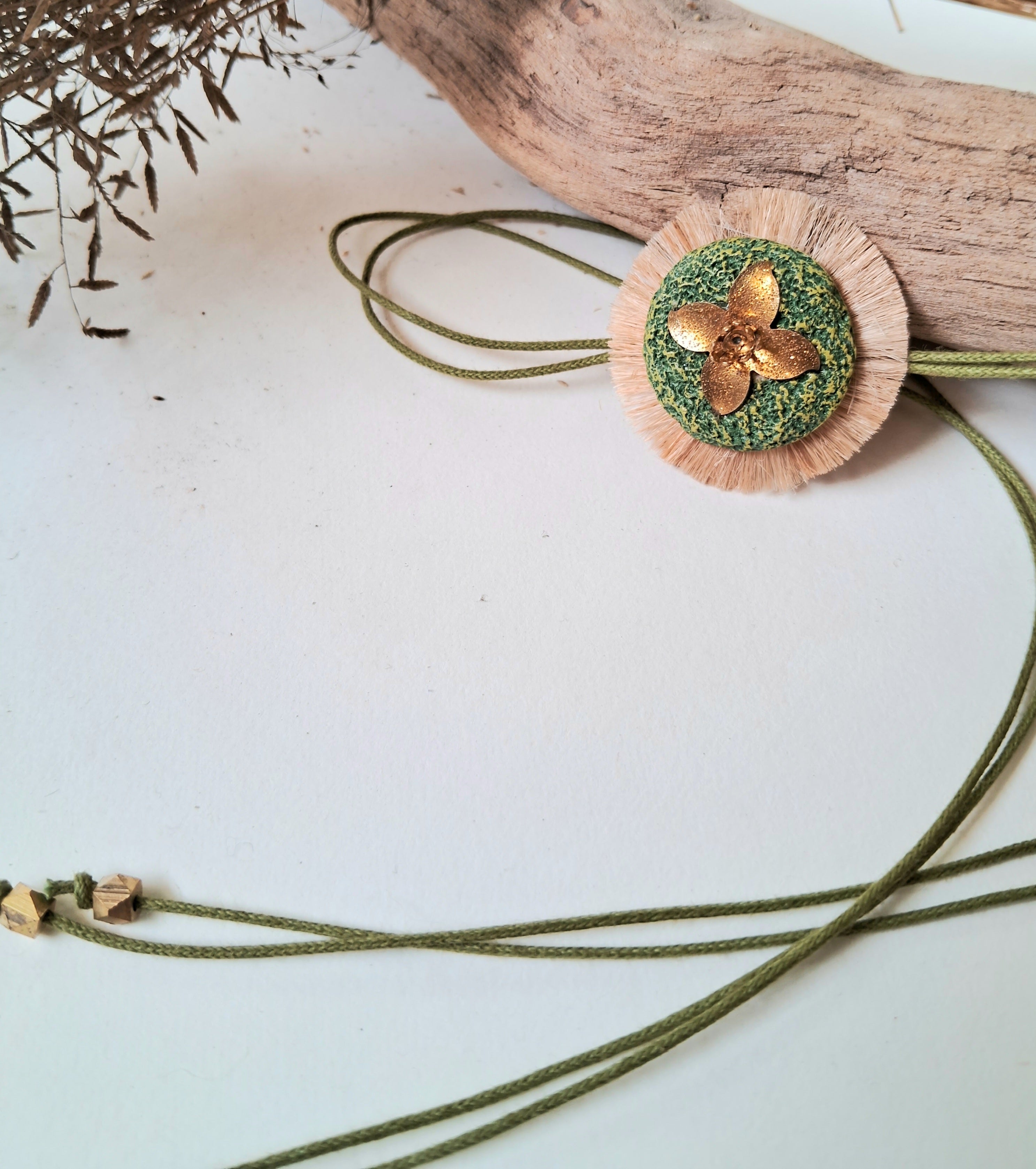 Papier-mache Floral Rakhi-Green