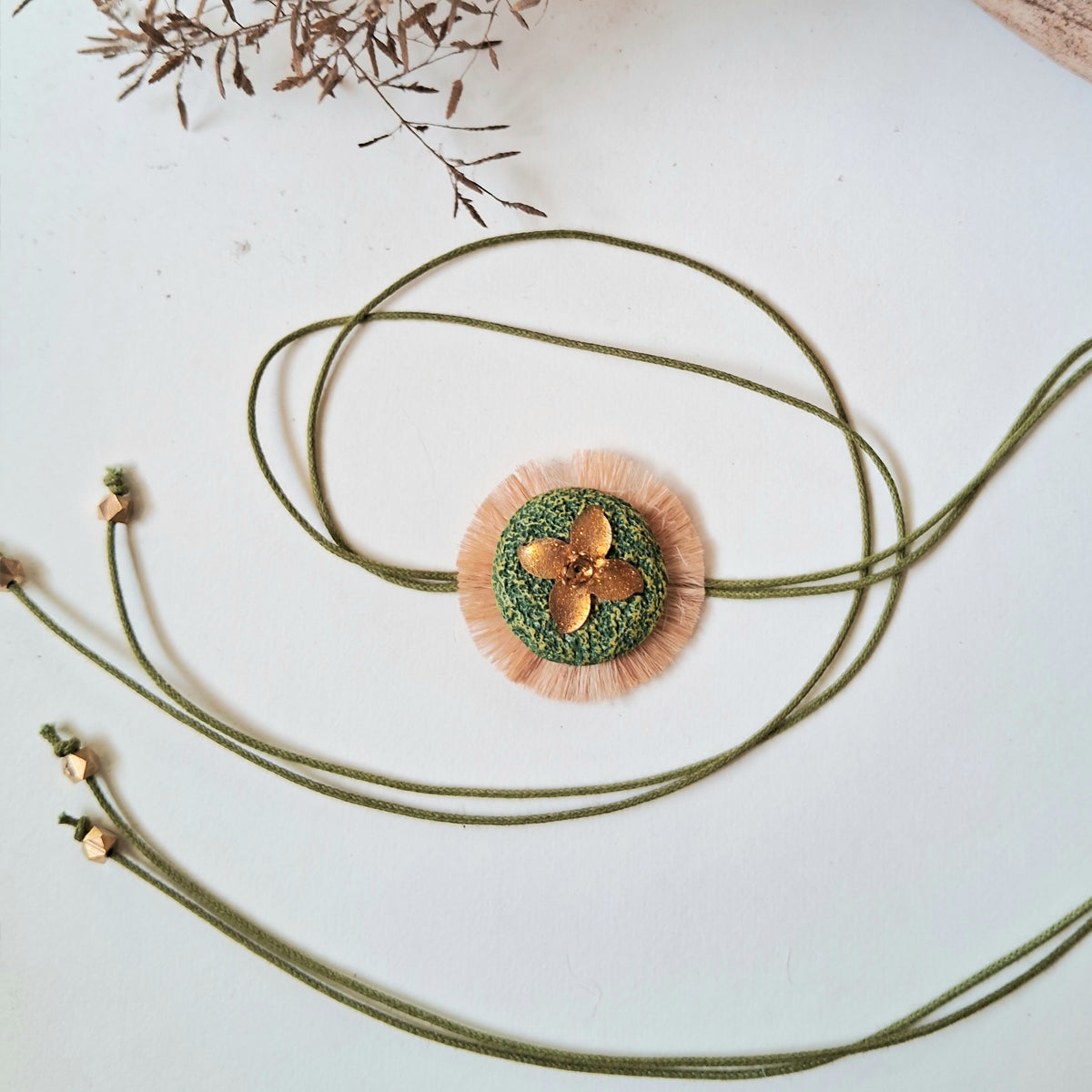 Papier-mache Floral Rakhi-Green