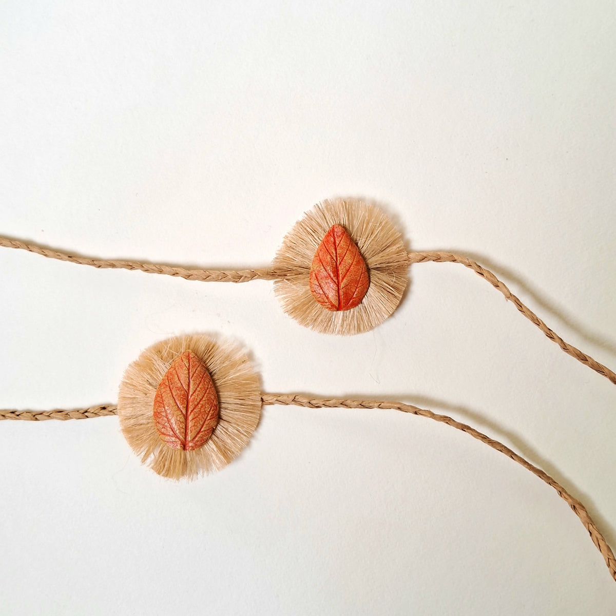 Handmade Papier-mache Leaf Rakhi-Red