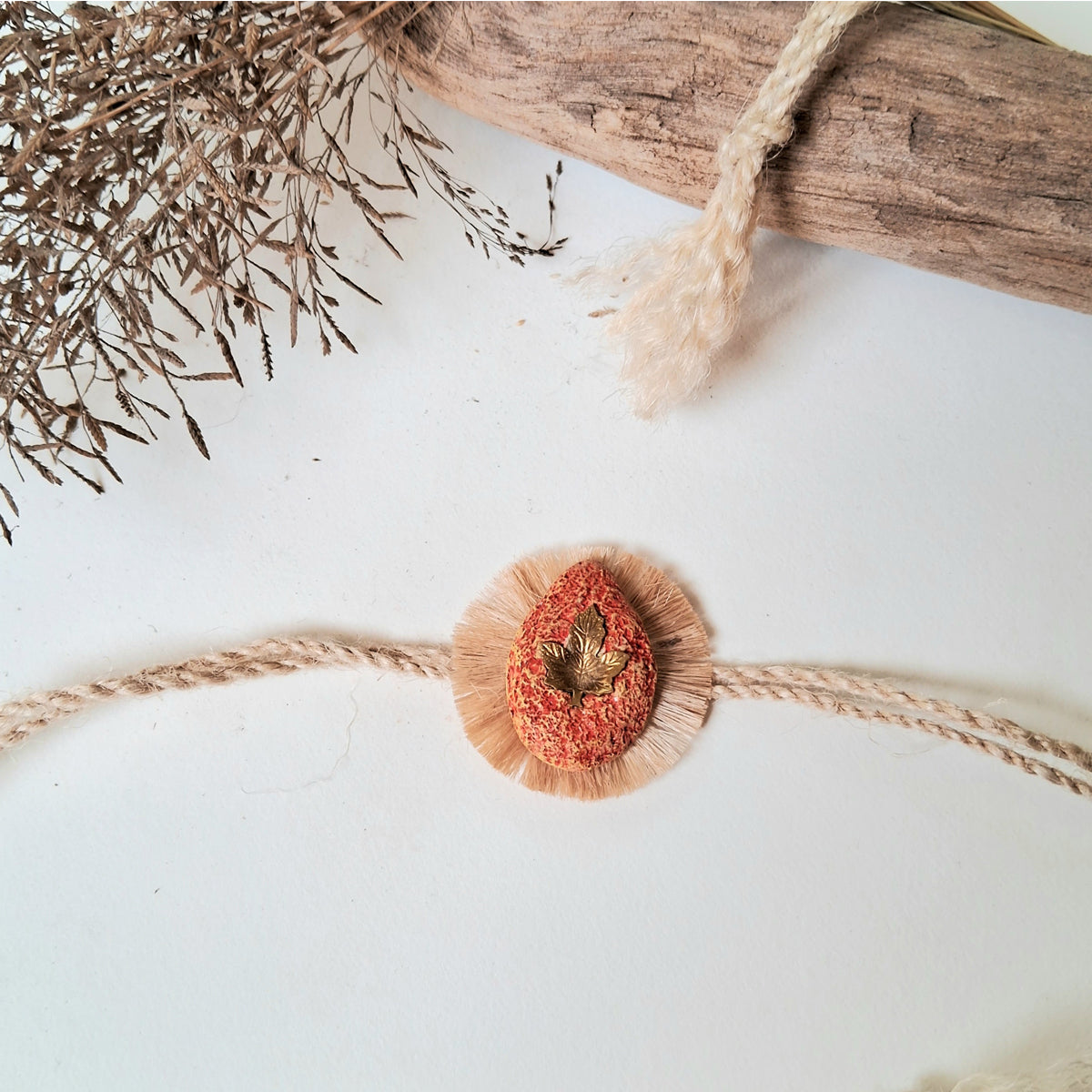 Handmade Papier-mache Rakhi-Maple-Leaf-Red