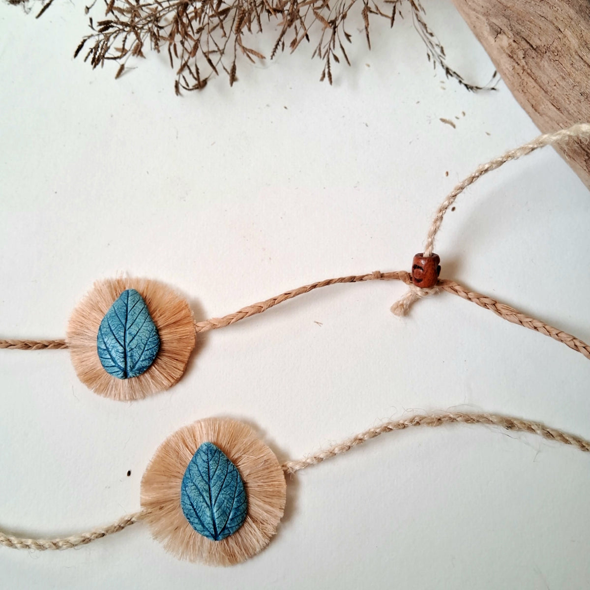 Handmade Papier-mache Leaf Rakhi-Blue
