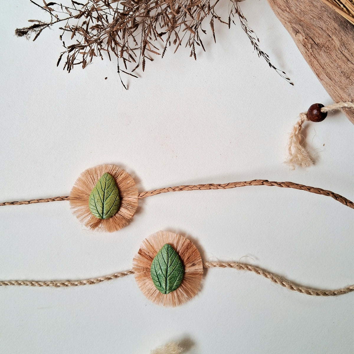 Handmade Papier-mache Leaf Rakhis