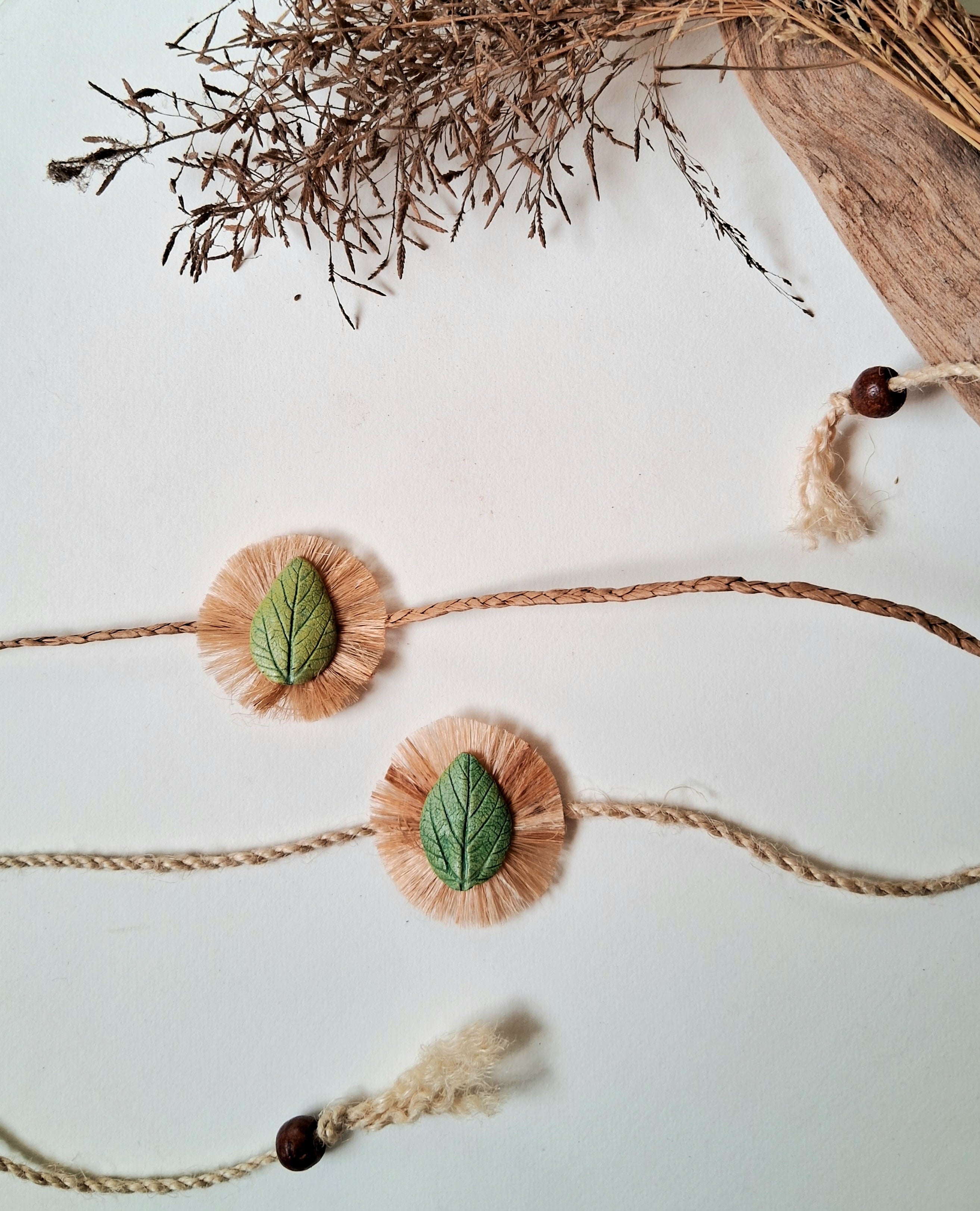 Handmade Papier-mache Leaf Rakhis